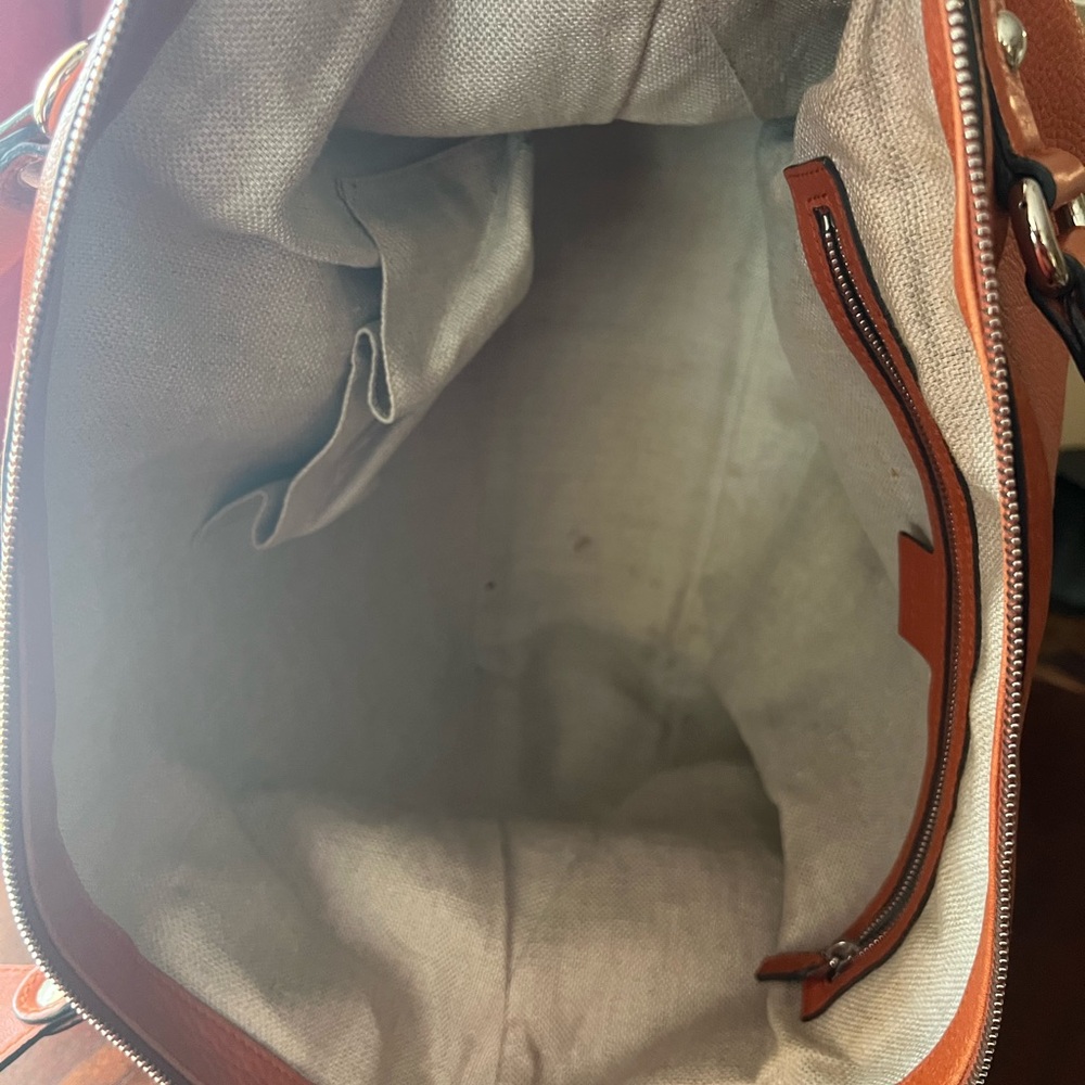 Gucci Orange Pebbled Leather Tote Bag 232949 Icon Bit Top Handle Tote - Picture 5 of 7